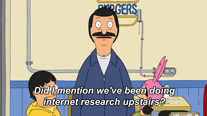 A man saying, "Did I mention we've been doing Internet research upstairs? Like a solid 20 minutes' worth."