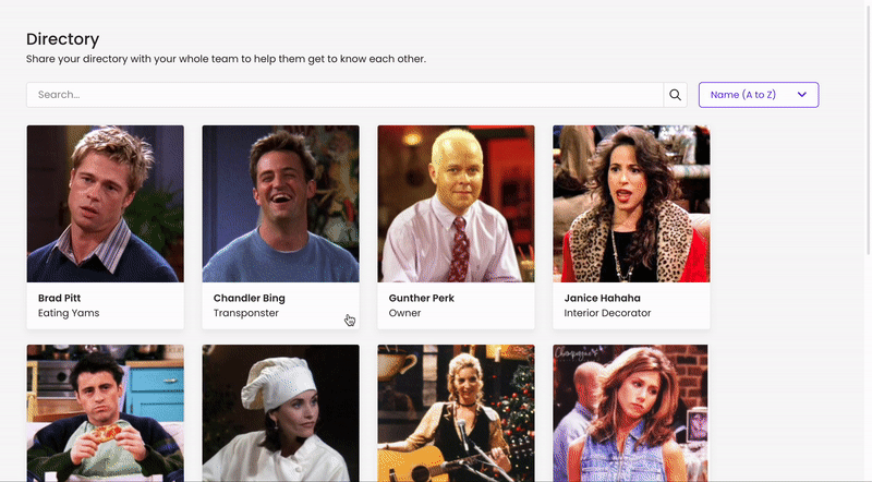 Here's what the employee directory looks like in Trainual!