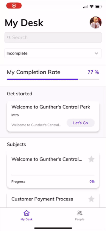 Screenshot of mobile Trainual app.