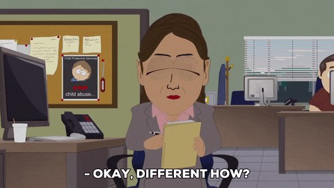 A woman saying "Okay, different how?"
