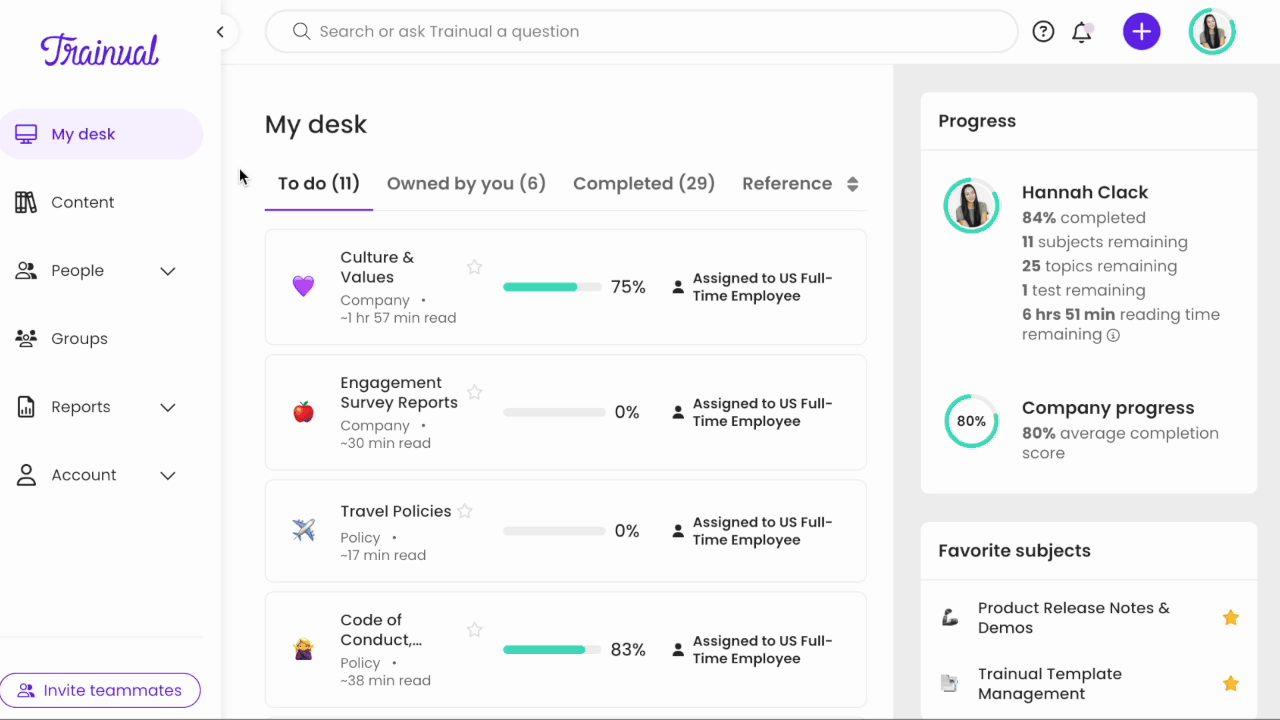 Trainual new content experience
