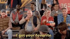 A woman saying, "I got your favorite." A man holding a beer asks, "The cheapest one?"