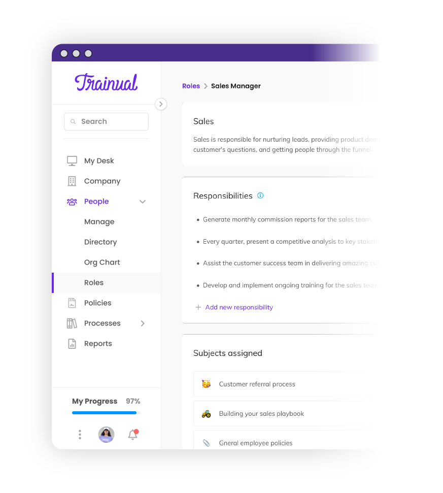 Trainual roles and responsibilities