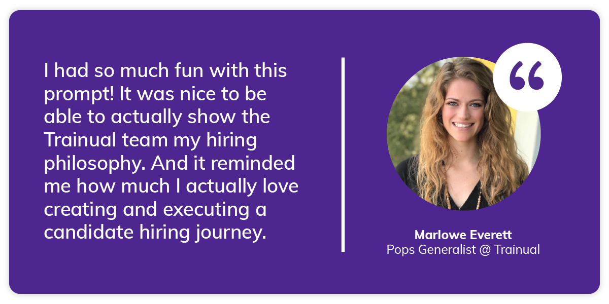 Marlowe Everett on her Trainual candidate project