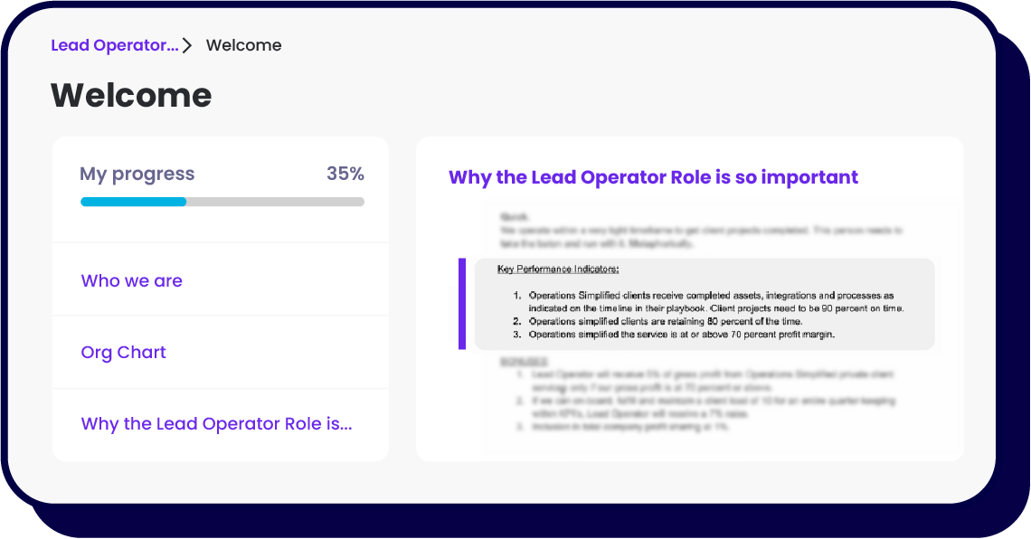 What KPIs will look like inside of Trainual!