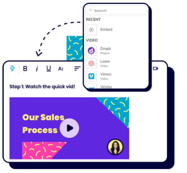 Training video with text: Step 1: Watch the quick vid!