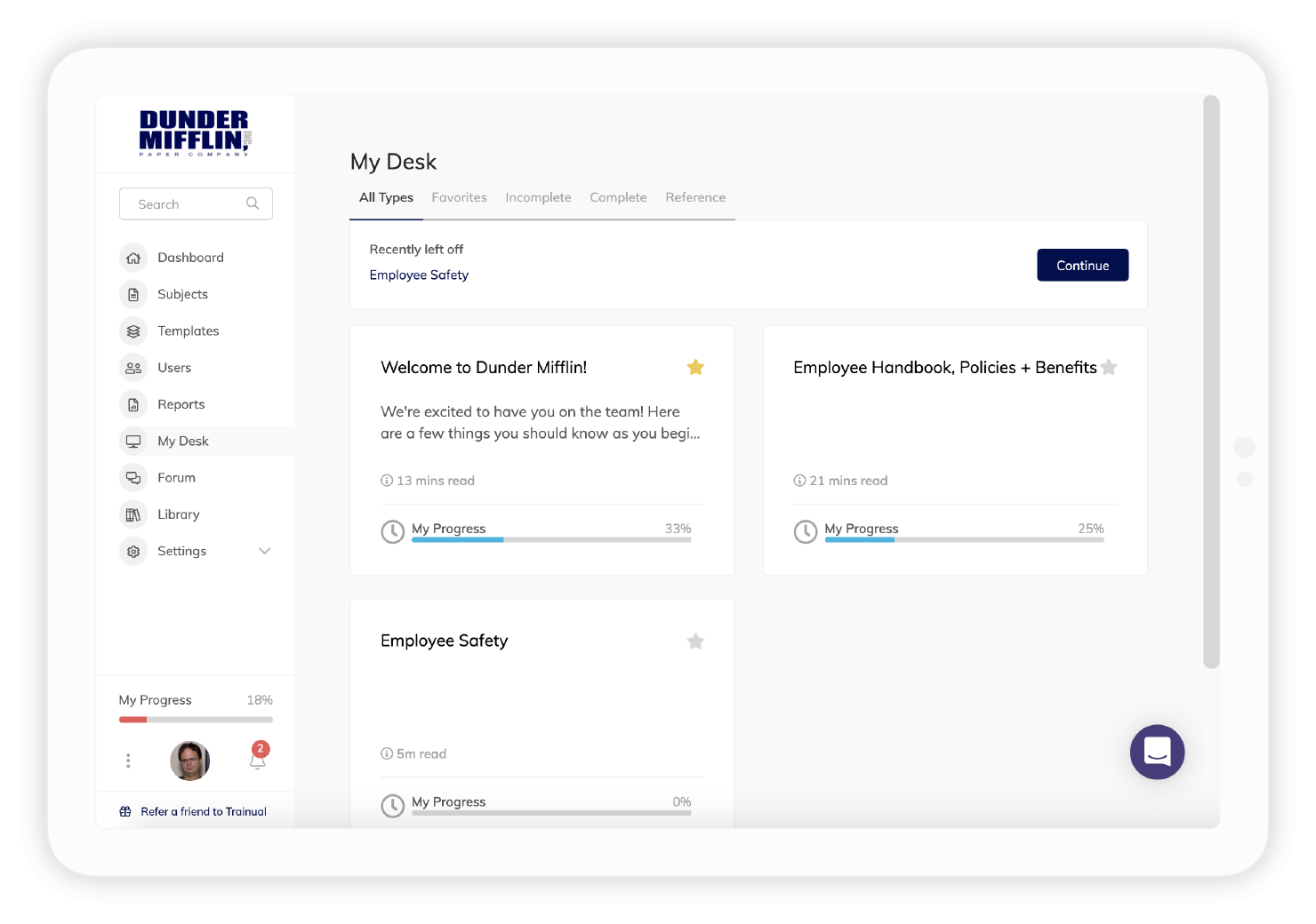The Dunder Mifflin Trainual demo account