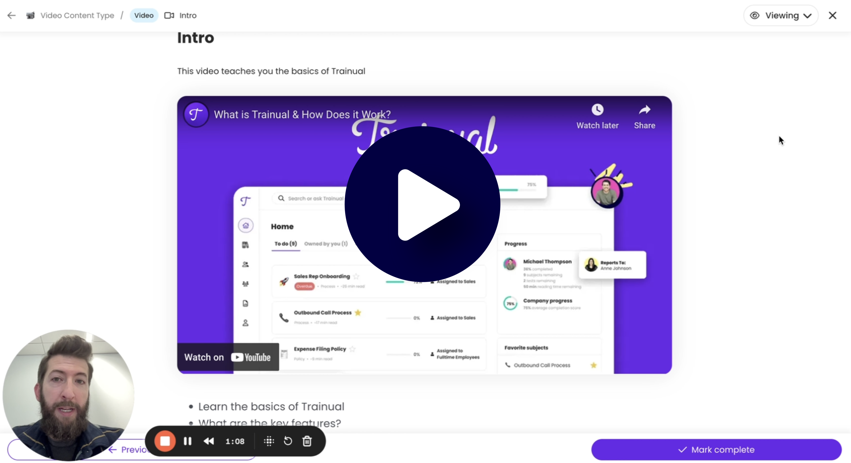Trainual tips video about new content video type
