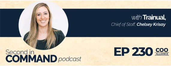 Banner for Second in Command podcast featuring Chelsey Krisay.