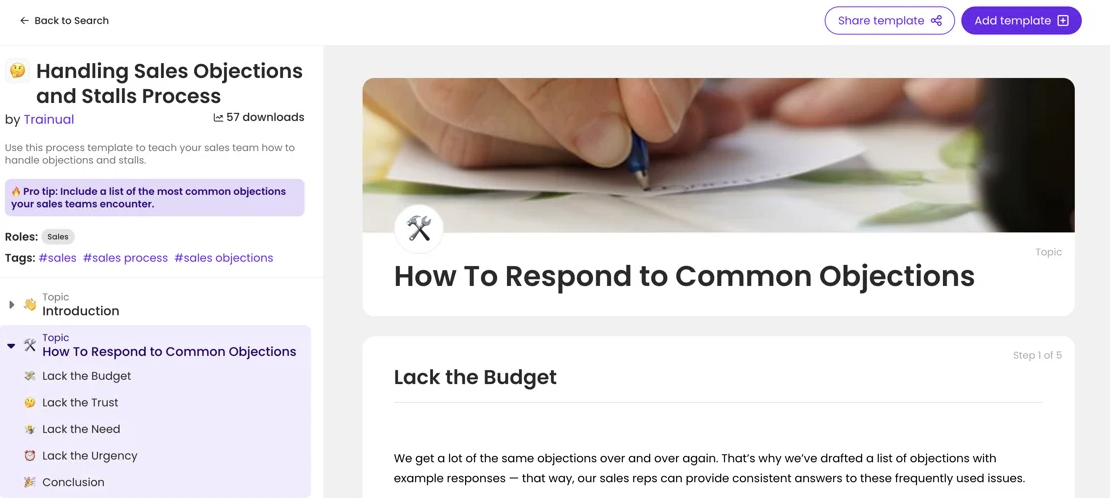 Template of the week: Handling Sales Objections and Stalls Process 