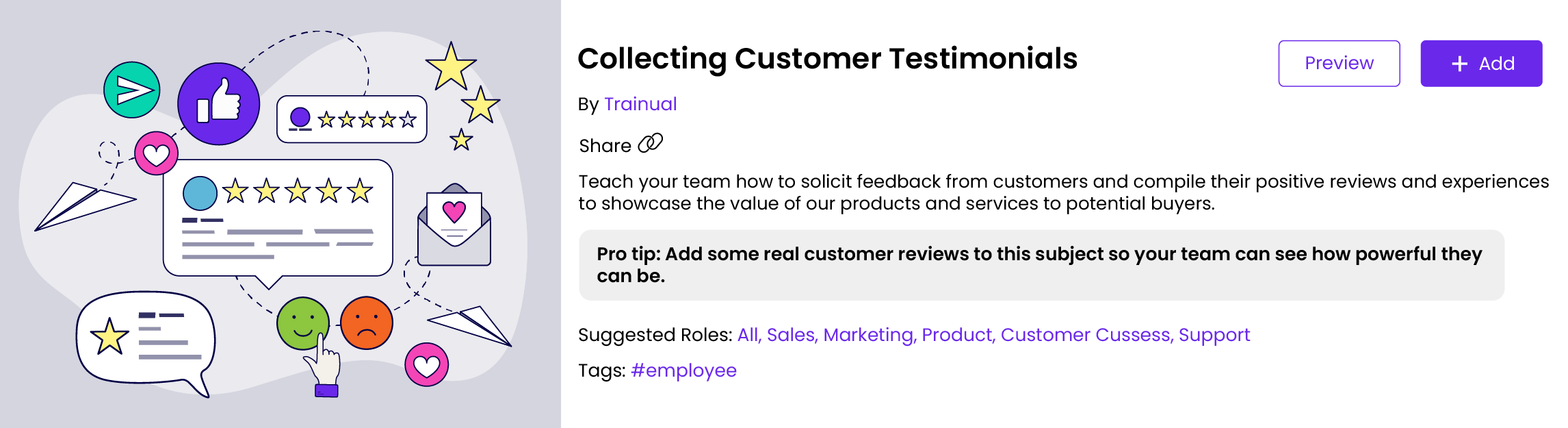 Collecting customer testimonials template