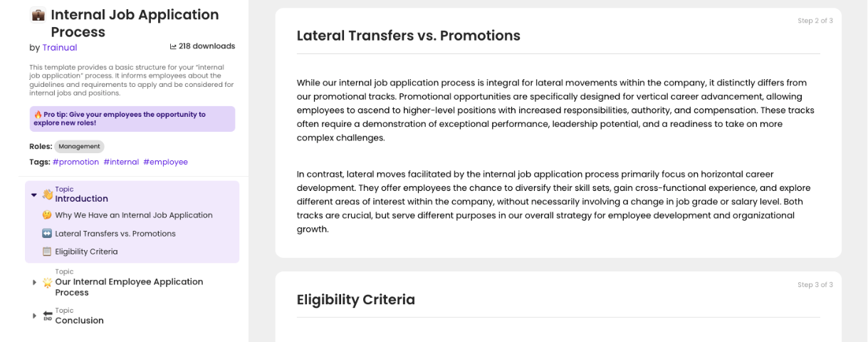 Internal Job Application Process template from Trainual